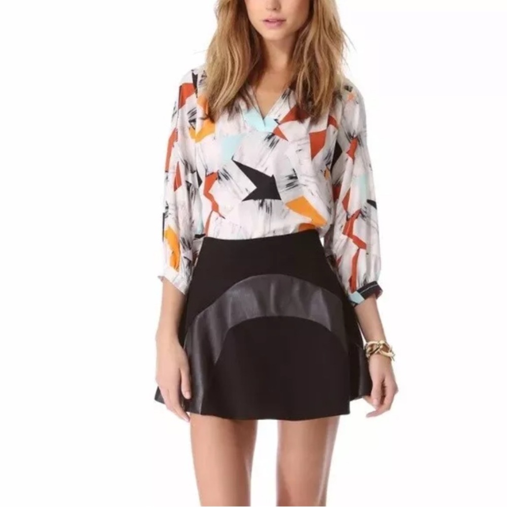 DIANE VON FURSTENBERG  DVF Tristana Leather Fit & Flare Skirt